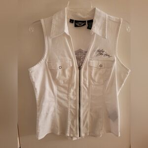 HARLEY DAVIDSON WHITE VEST - Fabric
